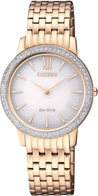 Citizen,Other 29.50mm,29.50mm,Stainless Steel,Rose Gold,White,Quartz,In-house Caliber,Sapphire,Crystal Glass,EX1483,EX1483-84A