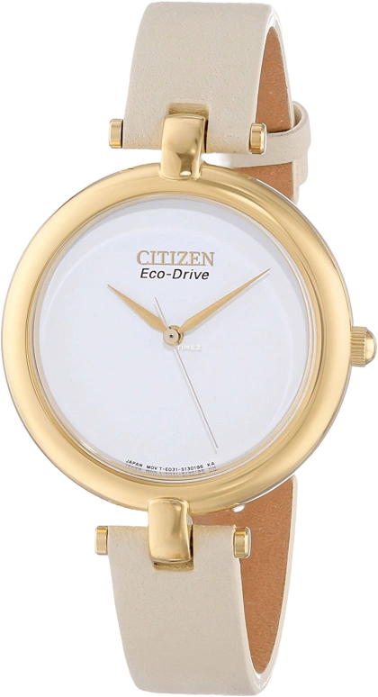Citizen,Eco-Drive 34mm,34mm,Stainless Steel,White,Hardlex,Crystal Glass,Closed,EM0252,EM0252-06A