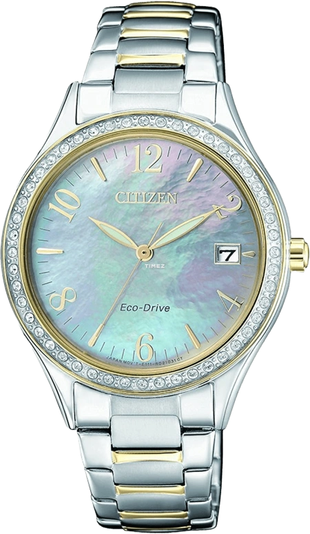 Citizen,Eco-Drive 34mm,34mm,Stainless Steel,Rolesor,White,Sapphire,Crystal Glass,Gold,Mother of Pearl,EO1184,EO1184-81D