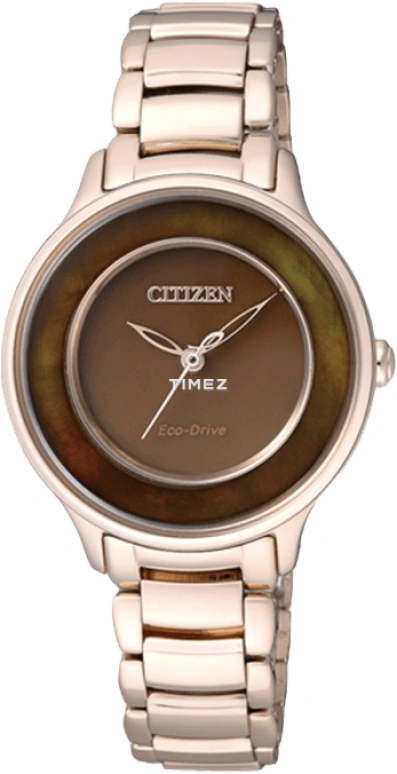 Citizen,Eco-Drive 30mm,30mm,Stainless Steel,Rose Gold,Coffee,Sapphire,Crystal Glass,Rose Gold,Mother of Pearl,EM0382,EM0382-51W