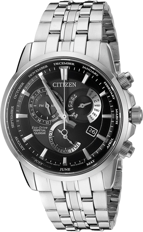 Citizen,Eco-Drive 42mm,42mm,Stainless Steel,Black,Quartz,In-house Caliber,Hardlex,Crystal Glass,Glass,BL8140,BL8140-55E