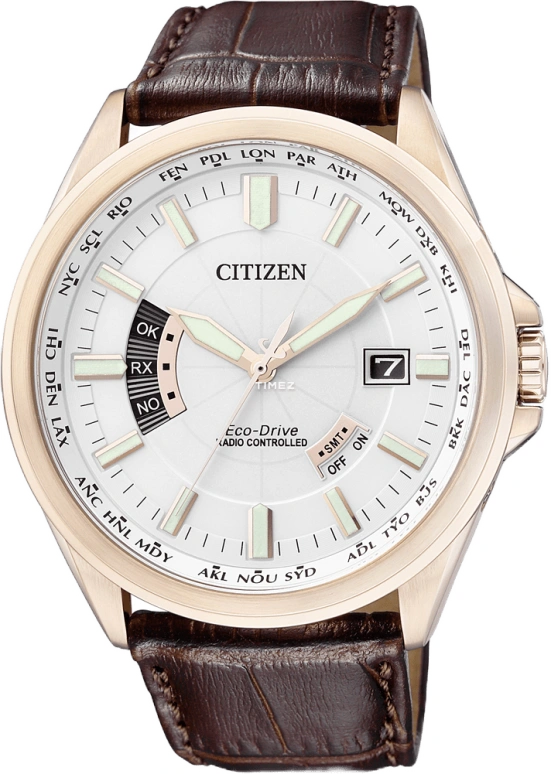 Citizen,Eco-Drive 44mm,44mm,Stainless Steel,Rose Gold,White,Quartz,In-house Caliber,Sapphire,Crystal Glass,CB0018,CB0018-01A