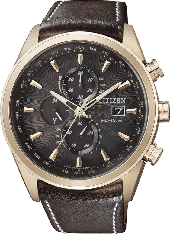 Citizen,Other 43mm,43mm,Stainless Steel,Coffee,Brown,Quartz,AT8019,AT8019-02W
