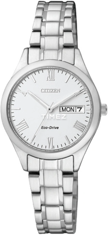 Citizen,Eco-Drive 26.50mm,26.50mm,Stainless Steel,White,Date,Day,Sapphire,Crystal Glass,EW3191,EW3191-51AB