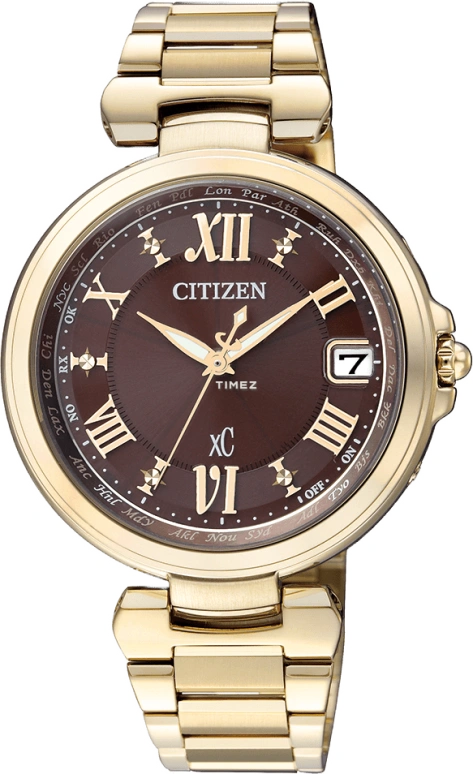 Citizen,Quartz 36mm,36mm,Stainless Steel,Rose Gold,Coffee,Brown,Sapphire,Crystal Glass,Rose Gold,EC2002,EC2002-50W