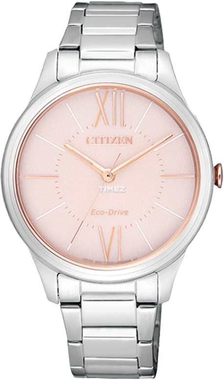 Citizen,Eco-Drive 34mm,34mm,Stainless Steel,Pink,Hardlex,Crystal Glass,EM0415,EM0415-54W