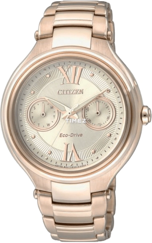 Citizen,Eco-Drive 37mm,37mm,Stainless Steel,Rose Gold,Champagne,Quartz,In-house Caliber,Sapphire,FD4003,FD4003-52P