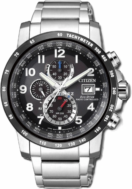 Citizen,Other 43mm,43mm,Stainless Steel,Black,Quartz,AT8124,AT8124-83E