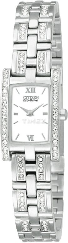 Citizen,Eco-Drive 18x15mm,18x15mm,Stainless Steel,White,Quartz,Sapphire,Crystal Glass,Square,EG2350,EG2350-58A