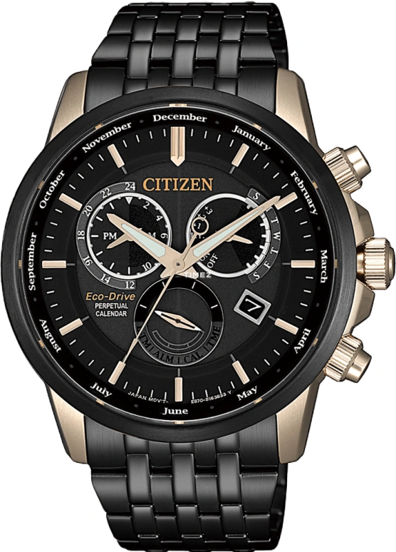 Citizen,Eco-Drive 41mm,41mm,Stainless Steel,Rose Gold,Black,Quartz,In-house Caliber,Sapphire,Crystal Glass,BL8156,BL8156-80E