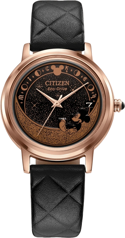 Citizen,Other 35mm,35mm,Stainless Steel,Rose Gold,Black,Quartz,FE6098,FE6098-08W