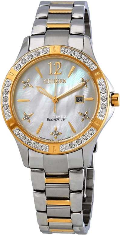 Citizen,Other 32mm,32mm,Stainless Steel,White,In-house Caliber,Sapphire,Crystal Glass,Mother of Pearl,EW2514,EW2514-59D