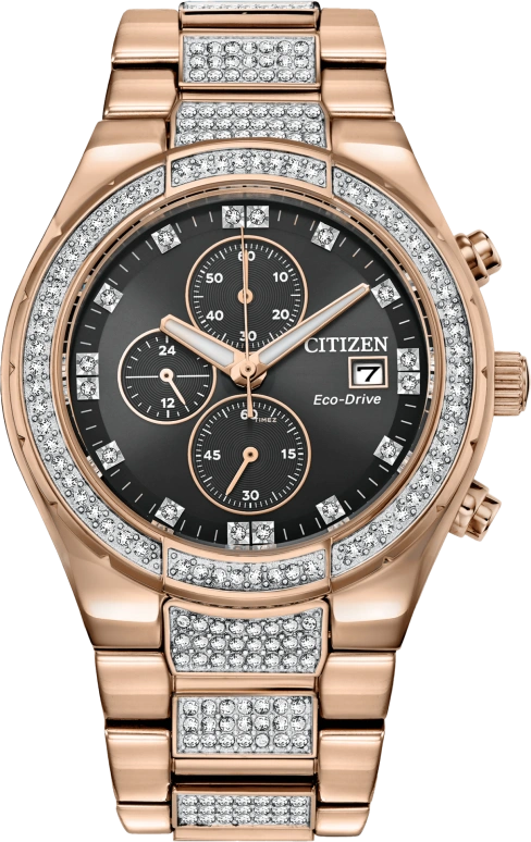 Citizen,Other 42mm,42mm,Stainless Steel,Rose Gold,Crystal,Quartz,CA0753,CA0753-55E