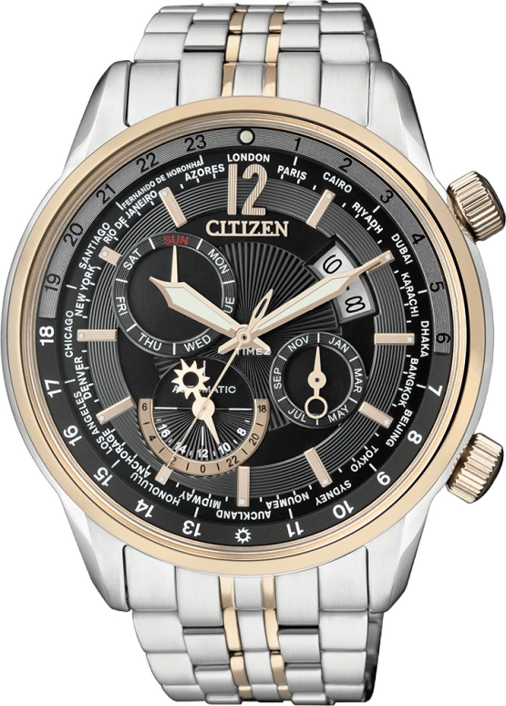 Citizen,Other 44.50mm,44.50mm,Stainless Steel,Rose Gold,Black,Sapphire,Crystal Glass,Rose Gold,NB2014,NB2014-57E