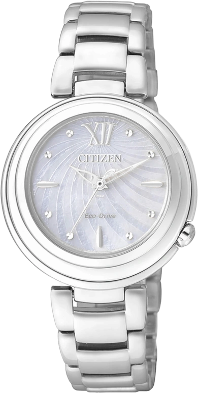 Citizen,Other 30mm,30mm,Stainless Steel,White,Sapphire,Mother of Pearl,EM0331,EM0331-52D
