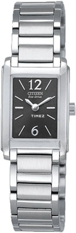 Citizen,Eco-Drive 20x18mm,20x18mm,Stainless Steel,Black,Sapphire,Crystal Glass,Square,Silver,EW9245,EW9245-51E