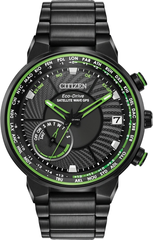 Citizen,Eco-Drive Satellite Wave 44mm,44mm,Stainless Steel,Black,Quartz,In-house Caliber,Sapphire,Crystal Glass,CC3035,CC3035-50E