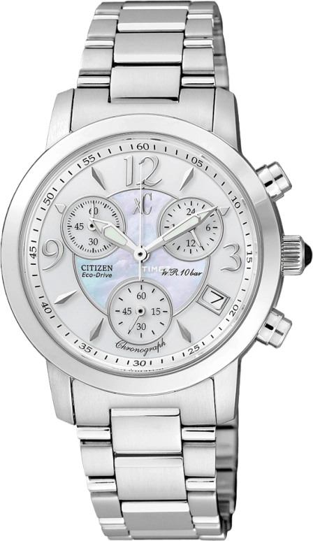 Citizen,Eco-Drive 38mm,38mm,Stainless Steel,Silver White,Crystal Glass,Mother of Pearl,FB1010,FB1010-56D