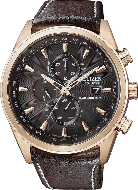 Citizen,Eco-Drive 43mm,43mm,Stainless Steel,Rose Gold,Coffee,Sapphire,Rose Gold,AT8102,AT8102-01W