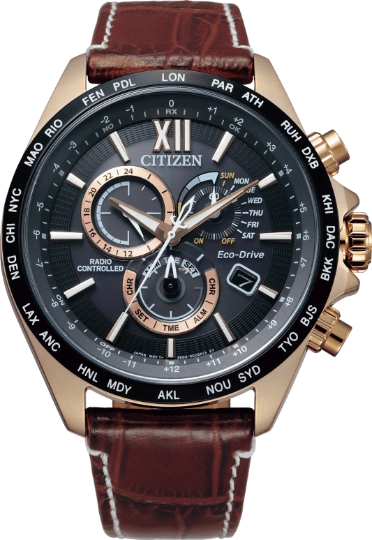 Citizen,Eco-Drive 46mm,46mm,Stainless Steel,Rose Gold,Quartz,In-house Caliber,Sapphire,Crystal Glass,CB5839,CB5839-15E