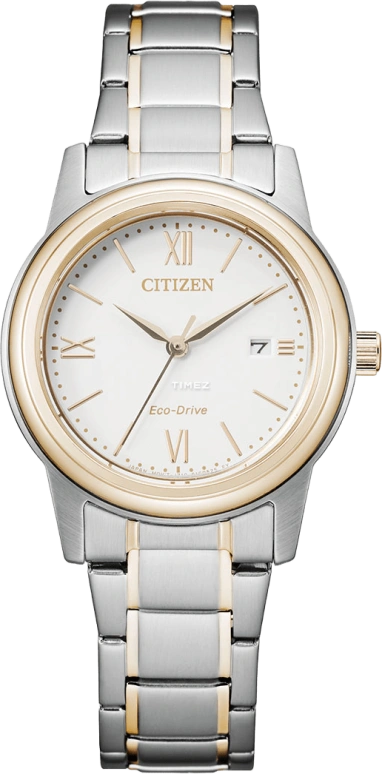 Citizen,Other 30mm,30mm,Stainless Steel,Rose Gold,Bi-color,White,Quartz,FE1226,FE1226-82A
