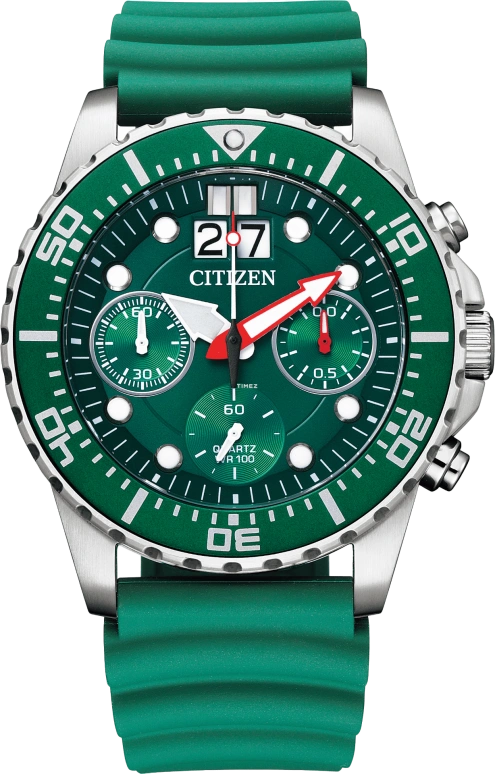 Citizen,Quartz 44mm,44mm,Stainless Steel,Green,Quartz,In-house Caliber,Hardlex,Crystal Glass,AI7009,AI7009-11X