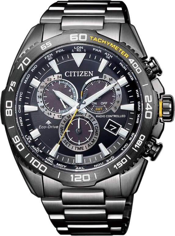 Citizen,Eco-Drive 45mm,45mm,Stainless Steel,Black,Quartz,In-house Caliber,Sapphire,CB5037,CB5037-84E