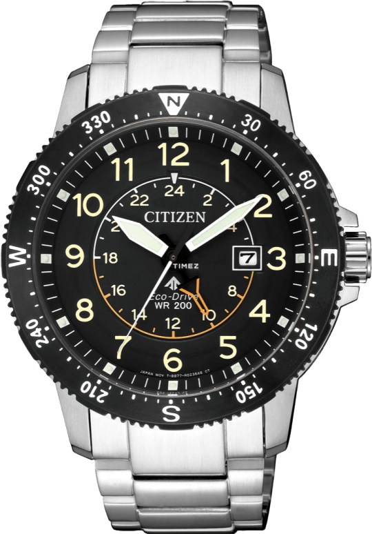 Citizen,Eco-Drive 43.70mm,43.70mm,Stainless Steel,Black,Quartz,In-house Caliber,Hardlex,Crystal Glass,BJ7094,BJ7094-59E