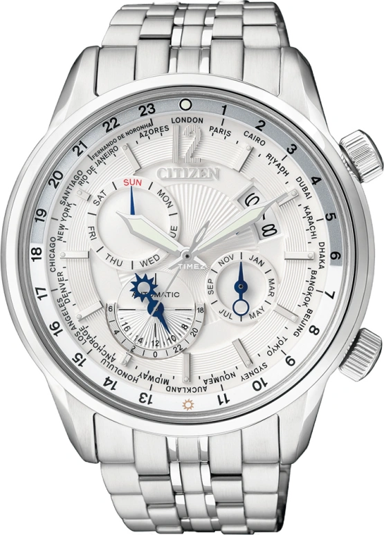 Citizen,Other 44.50mm,44.50mm,Stainless Steel,White,Sapphire,Crystal Glass,Open,NB2010,NB2010-58A