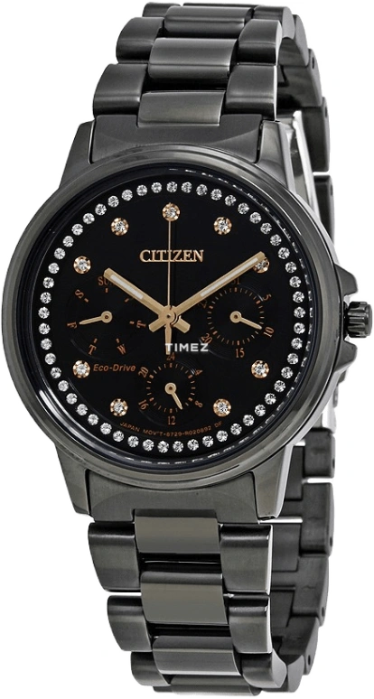 Citizen,Eco-Drive 37mm,37mm,Stainless Steel,Black,Quartz,In-house Caliber,Crystal Glass,FD2047,FD2047-58E