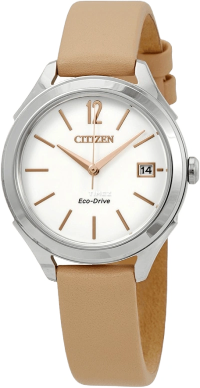 Citizen,Other 34mm,34mm,Stainless Steel,White,Quartz,In-house Caliber,Hardlex,Crystal Glass,Glass,FE6140,FE6140-03A