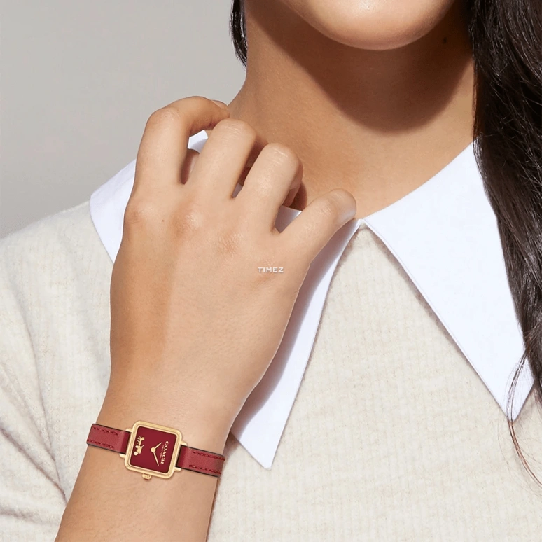 COACH,Cass 22mm,22mm,Stainless Steel,Red,Quartz,Hardlex,Square,14504226