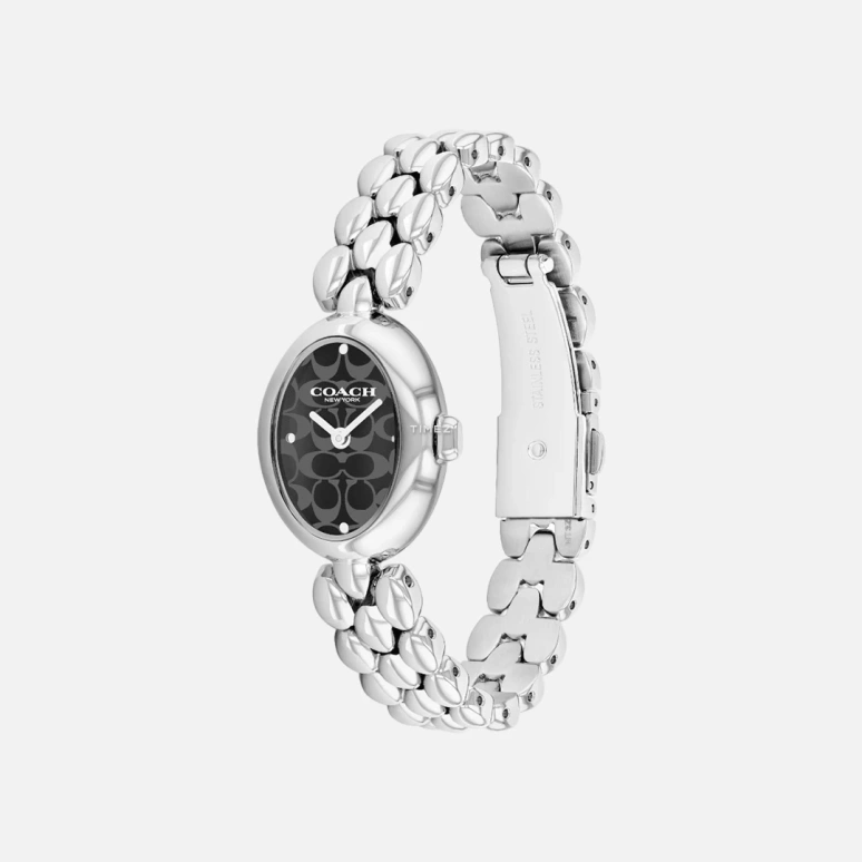 COACH,Sammy 22mm,22mm,Stainless Steel,Black,Quartz,Hardlex,Oval,14504420