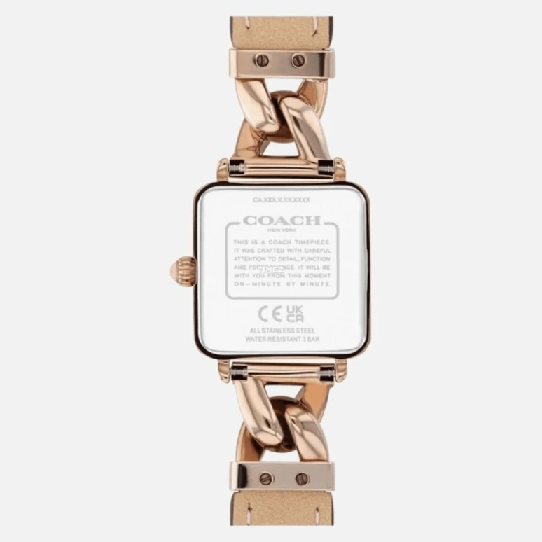 COACH,Cass 22mm,22mm,Stainless Steel,Pink,Quartz,Square,Rose Gold,14504357