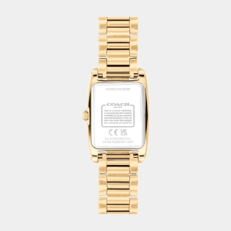 COACH,Reese 20mm,20mm,Stainless Steel,Gold,Quartz,Hardlex,Rectangular,14504588