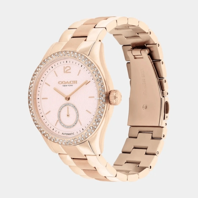 COACH,Brooks 38mm,38mm,Stainless Steel,Pink,Automatic,Hardlex,Round,14504488