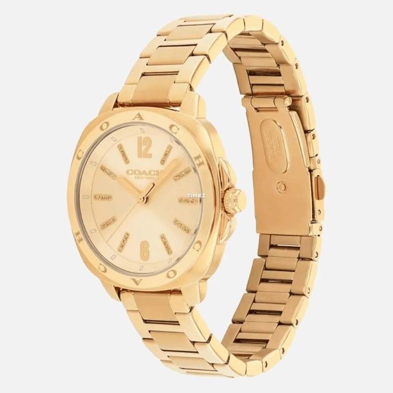 COACH,Kitt 34mm,34mm,Stainless Steel,Champagne,Quartz,Cushion,Gold,14504468