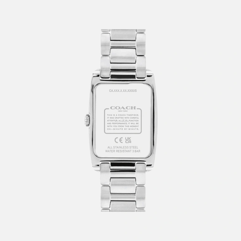 COACH,Reese 24x35mm,24x35mm,Stainless Steel,White,Quartz,Hardlex,Rectangular,14504315