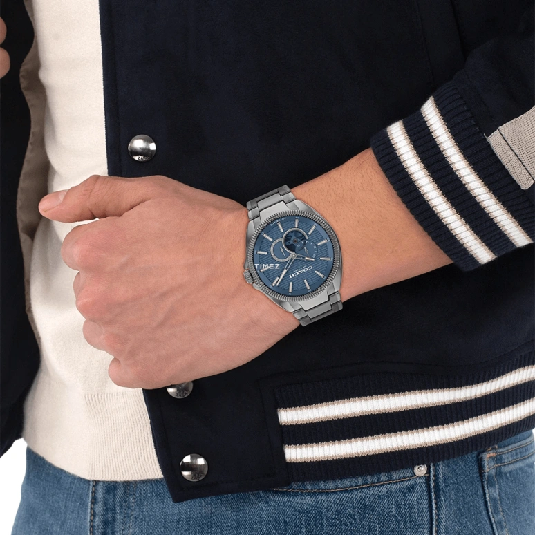 COACH,Jackson 45mm,45mm,Stainless Steel,Blue,Quartz,Chronograph,Hardlex,14602700