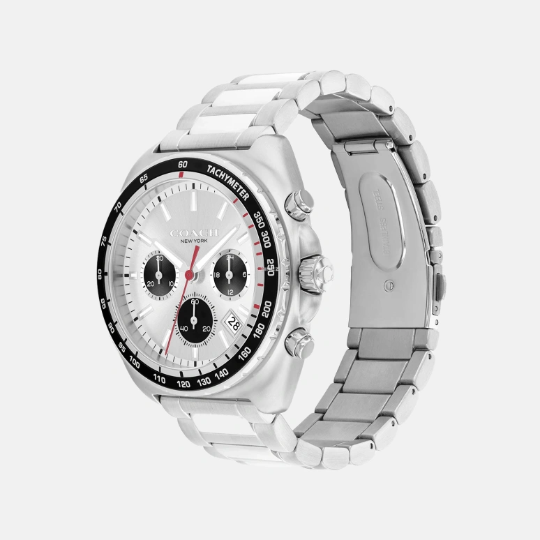 COACH,Charter 44mm,44mm,Stainless Steel,White,Black,Quartz,Chronograph,Day,14602702