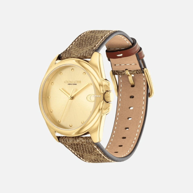 COACH,Greyson 36mm,36mm,Stainless Steel,Gold,Quartz,Hardlex,Round,14504111