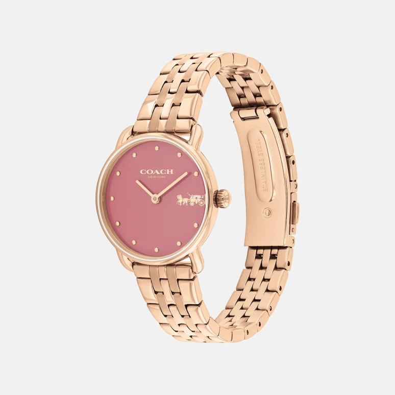 COACH,Elliot 28mm,28mm,Stainless Steel,Pink Red,Quartz,Hardlex,Round,14504444