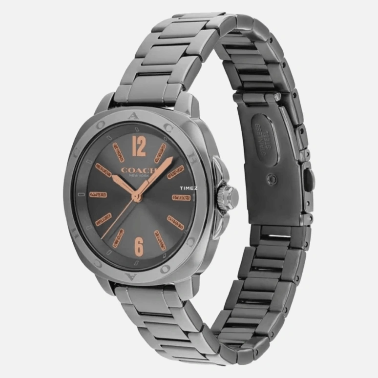 COACH,Kitt 34mm,34mm,Stainless Steel,Grey,Quartz,Cushion,Gray,14504465