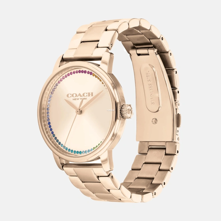 COACH,Grand Crystal 36mm,36mm,Stainless Steel,Rose Gold,Quartz,Hardlex,Round,14504064