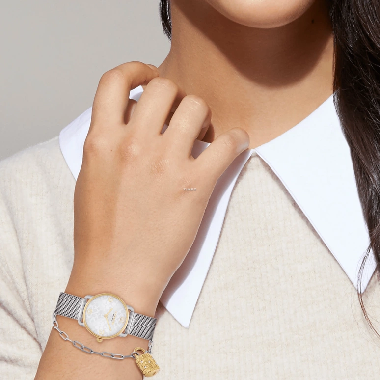 COACH,Elliot 28mm,28mm,Stainless Steel,White,Quartz,Hardlex,Round,14000115