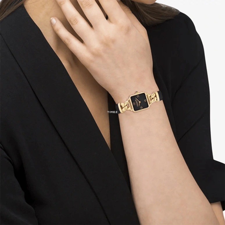 COACH,Cass 22mm,22mm,Stainless Steel,Black,Quartz,Square,Gold,14504356