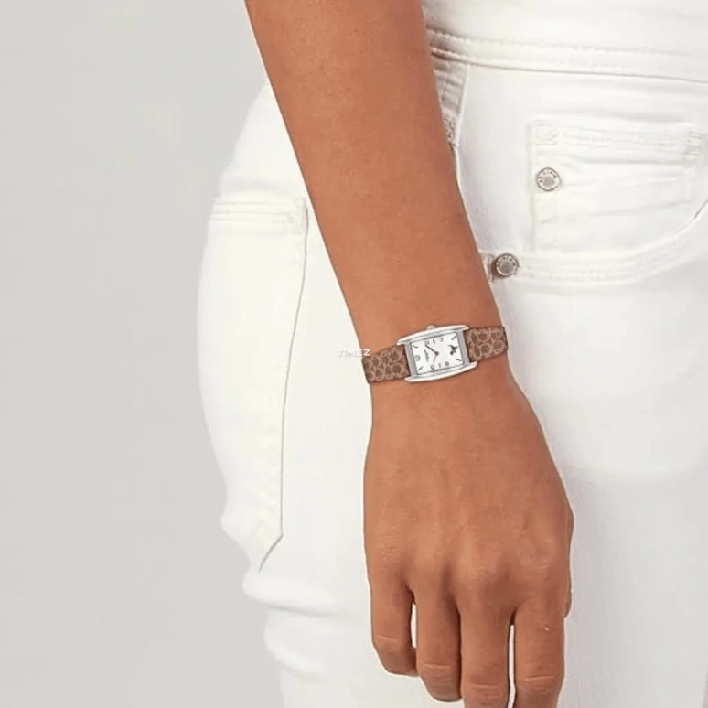 COACH,Reese 24mm,24mm,Stainless Steel,White,Quartz,Rectangular,Silver,14000124