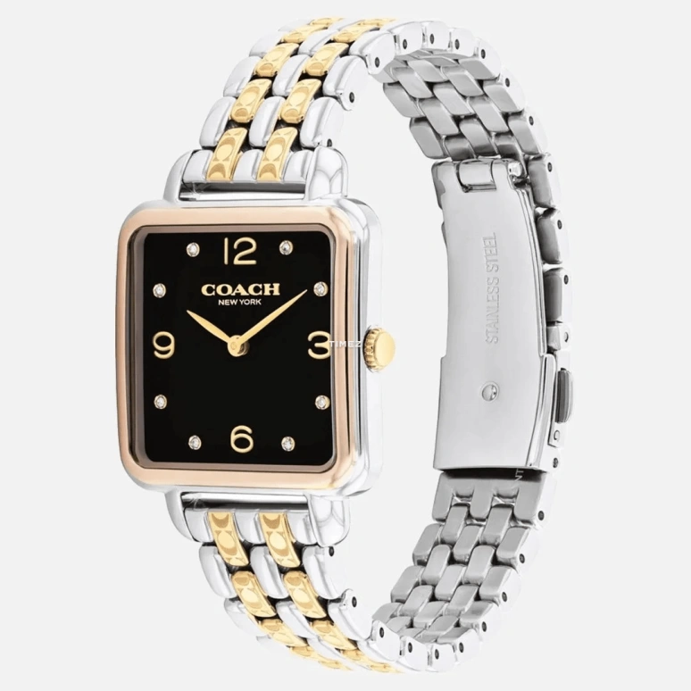 COACH,Kitt 28mm,28mm,Stainless Steel,Black,Quartz,Square,Silver,14504496