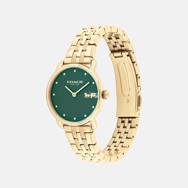 COACH,Elliot 28mm,28mm,Stainless Steel,Green,Quartz,Hardlex,Round,14504443