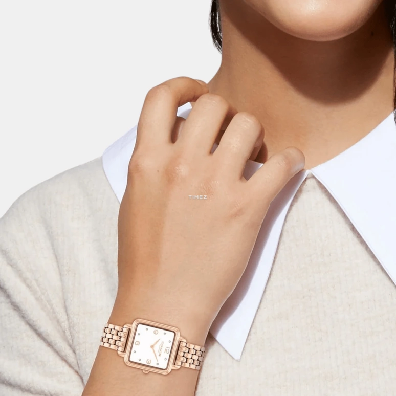 COACH,Cass 28mm,28mm,Stainless Steel,White,Quartz,Hardlex,Square,14504532